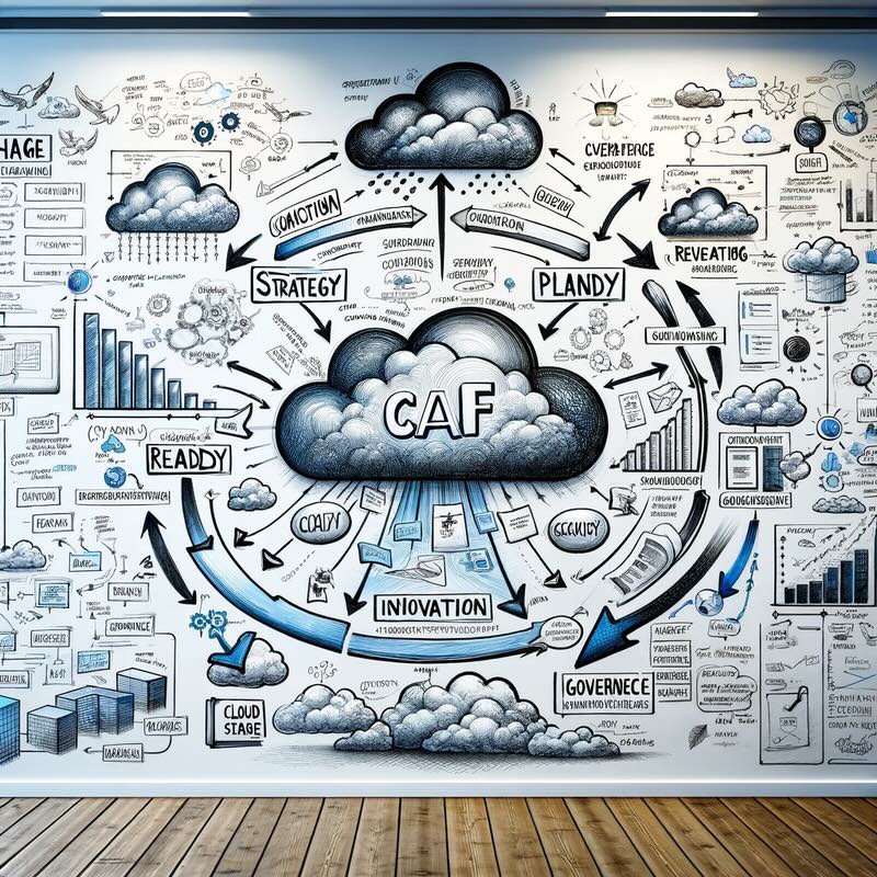 Cloud Adoption Framework whiteboard illustration