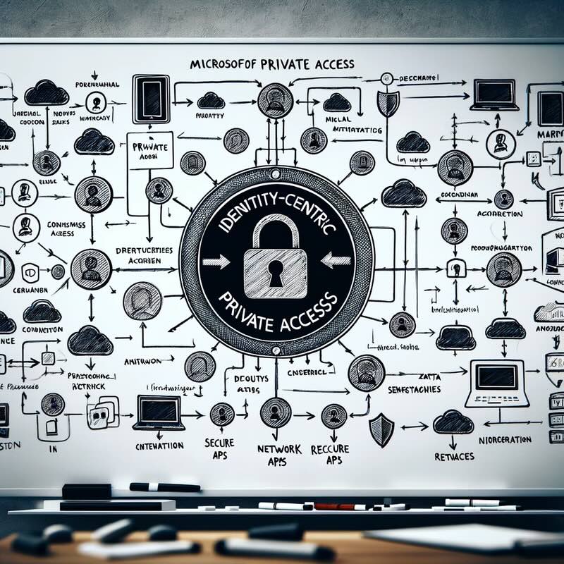 Microsoft Entra Private Access whiteboard illustration